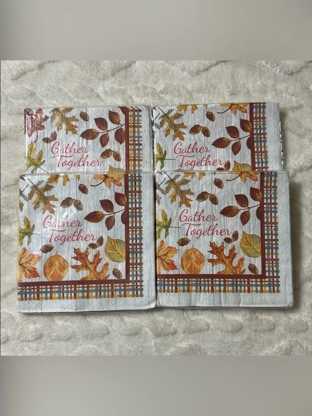 Greenbrier Gather Together Thanksgiving Square Shaped Napkins 24 x 4 packs
